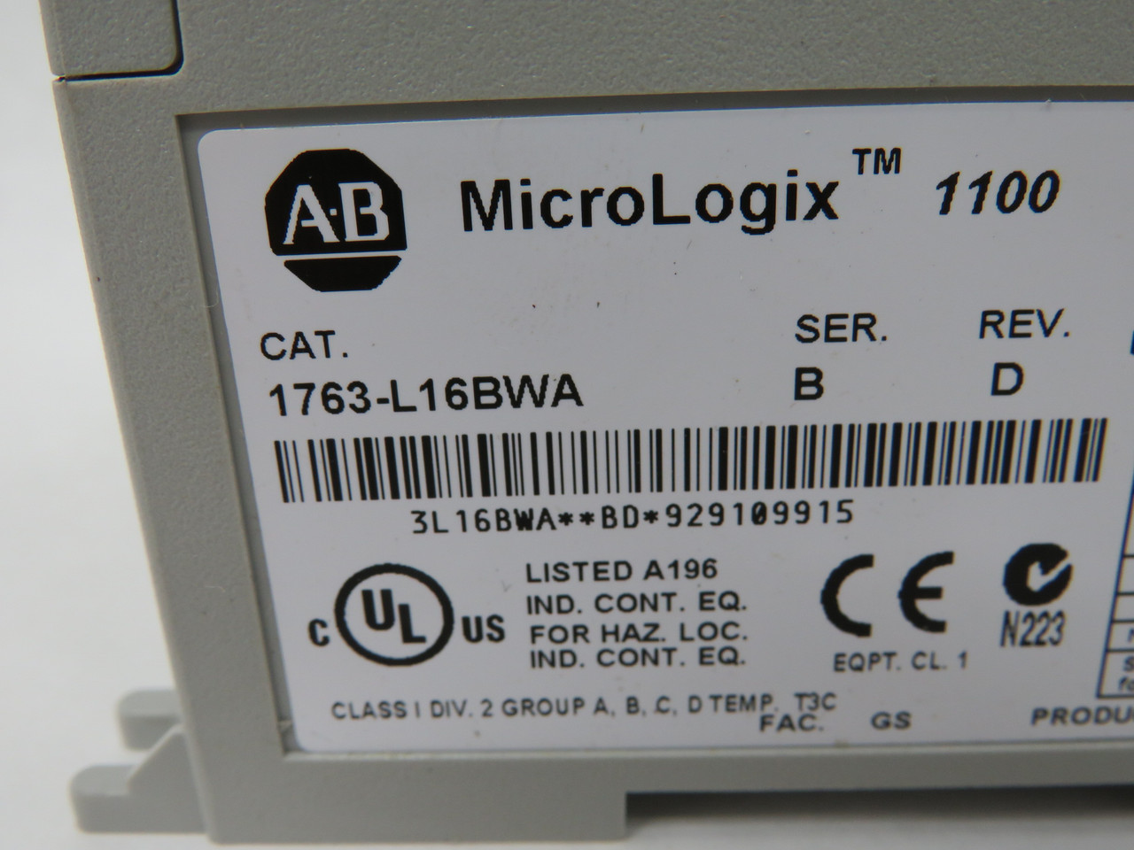 Allen-Bradley 1763-L16BWA Series B MicroLogix 1100 Controller 16P USED