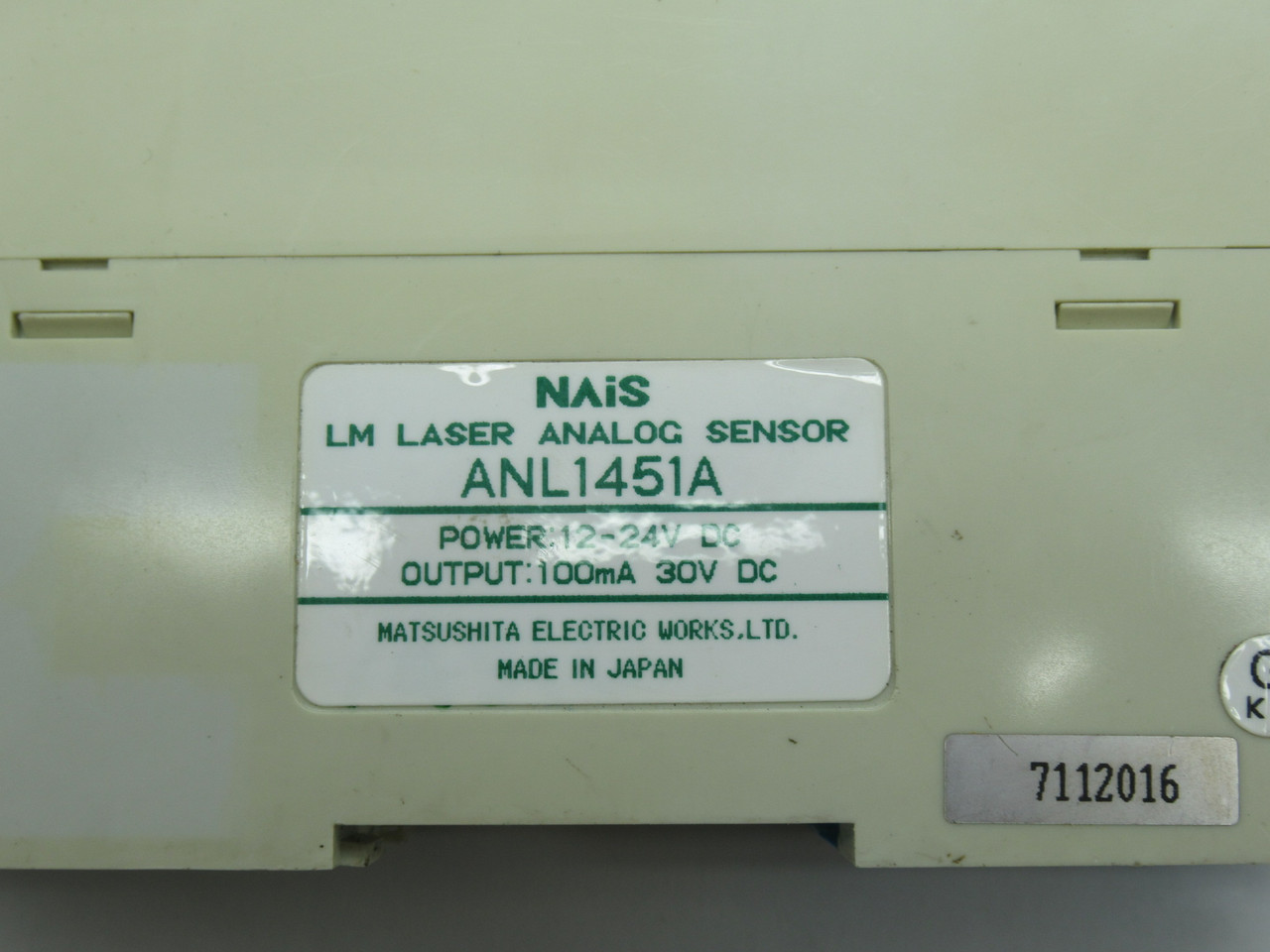Matsushita NAiS ANL1451A Laser Analog Sensor 12-24VDC 30VDC 100mA NO KEYS USED