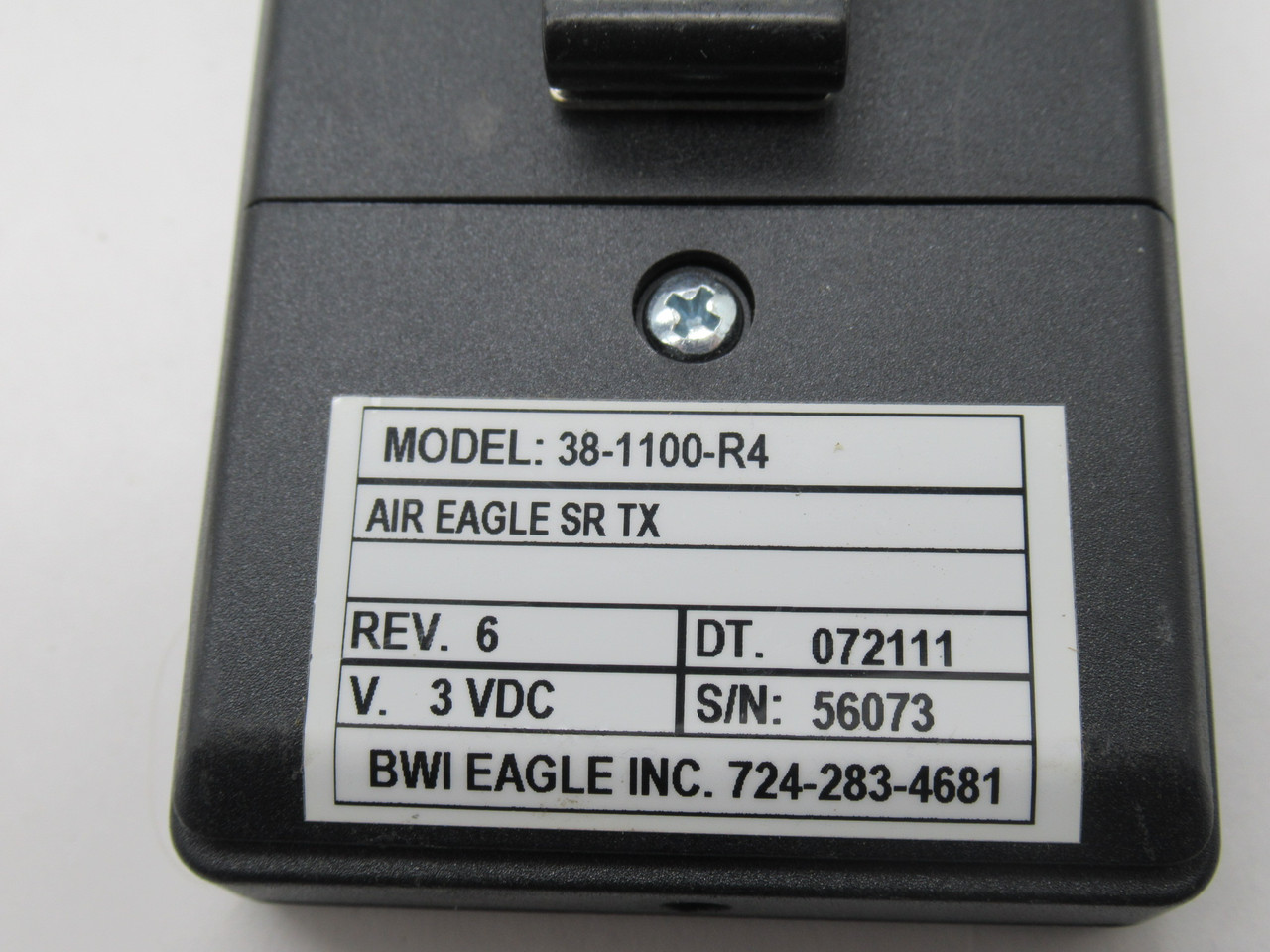 BWI Eagle 38-1100-R4 Remote Control Radio Frequency Transmitter 3VDC USED