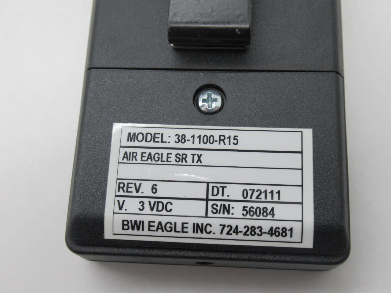 BWI Eagle 38-1100-R15 Remote Control Radio Frequency Transmitter 3VDC USED