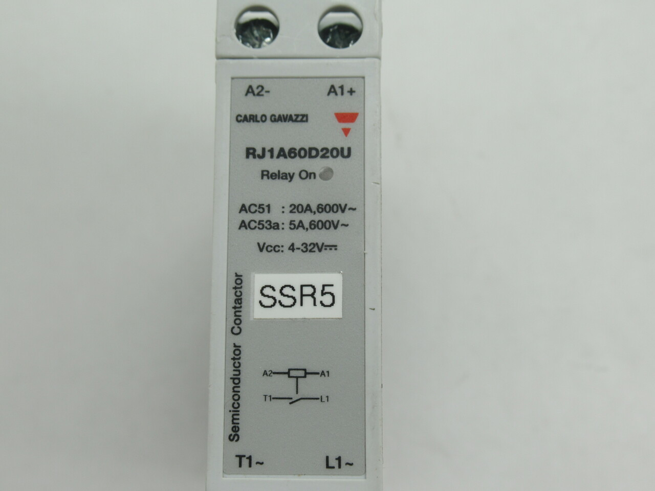 Carlo Gavazzi RJ1A60D20U Solid State Contactor Relay 4-32VDC 20A/5A@600VAC USED