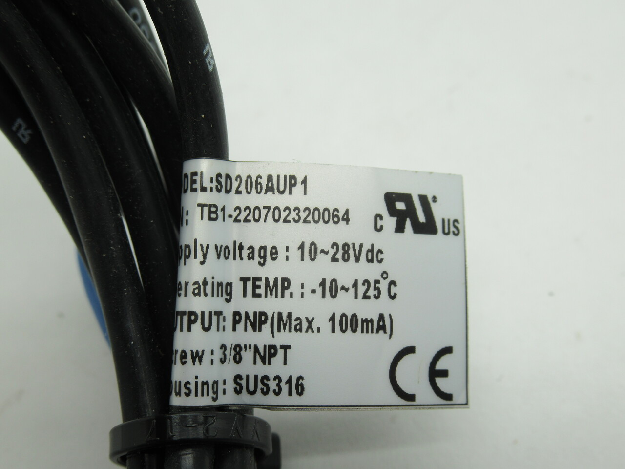 FineTek SD206AUP1 Optical Level Switch 10-28VDC 100mA 3/8" NPT -10-125 Deg C NOP