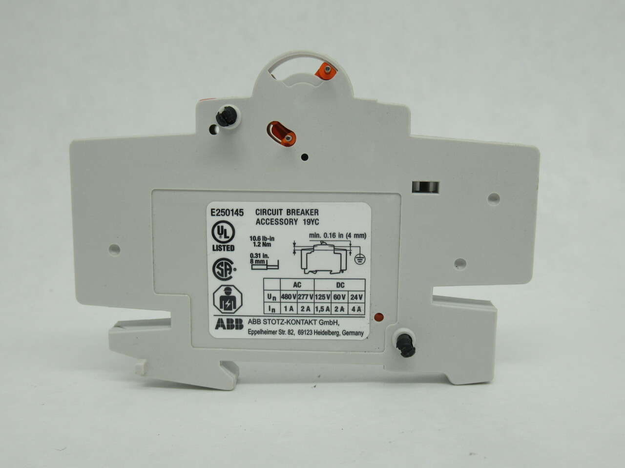 ABB S2C-H6RU Auxiliary Contact for Miniature Circuit Breaker 1CO NOP