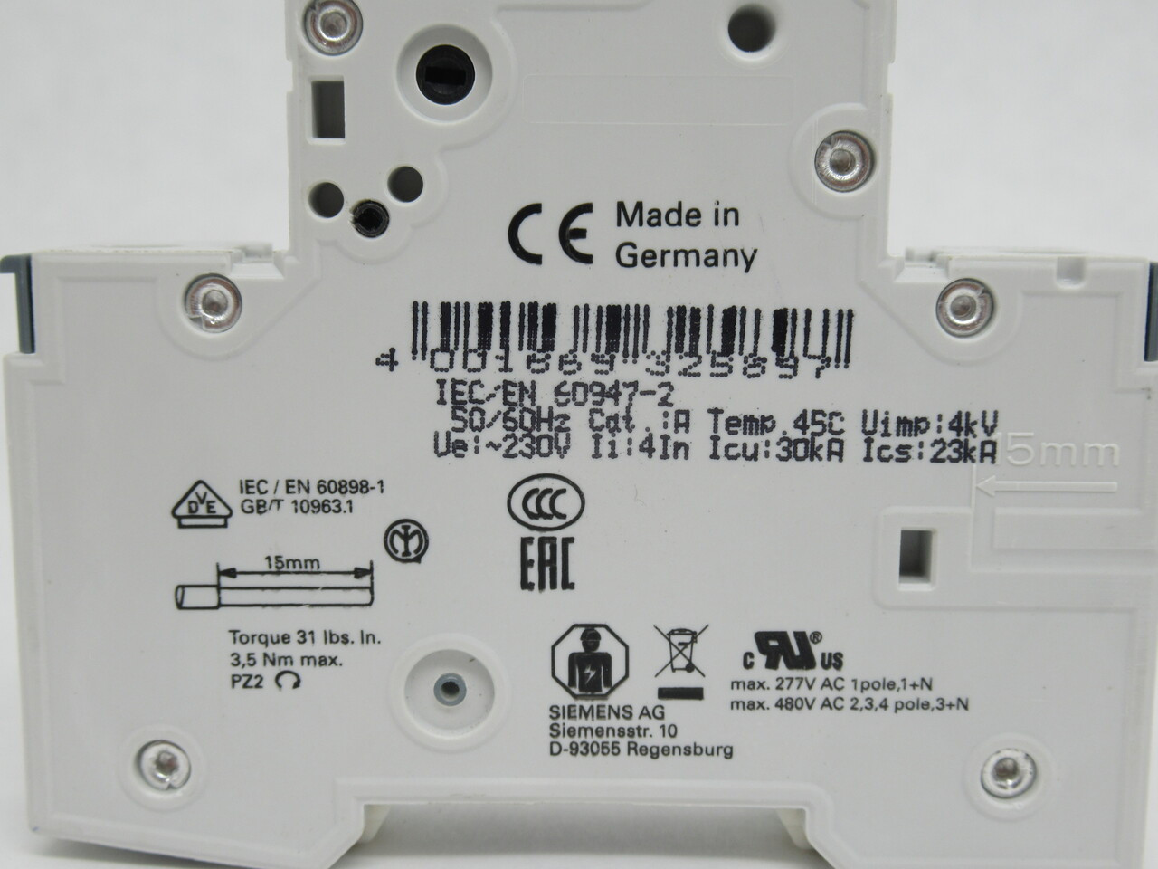 Siemens 5SY6102-6 Miniature Circuit Breaker 6kA 2A 230/400V 1-Pole NOP