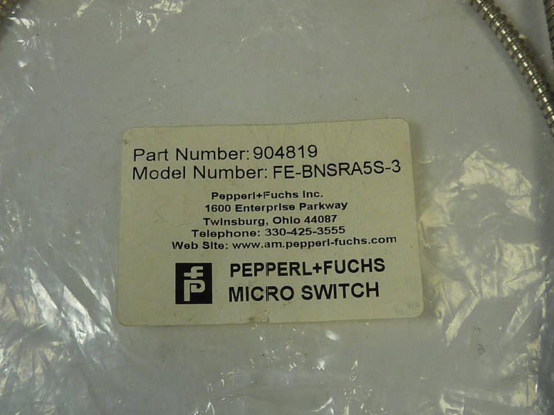 Pepperl+Fuchs FE-BNSRA5S-3 Fiber Optic Cable 3' L NWB