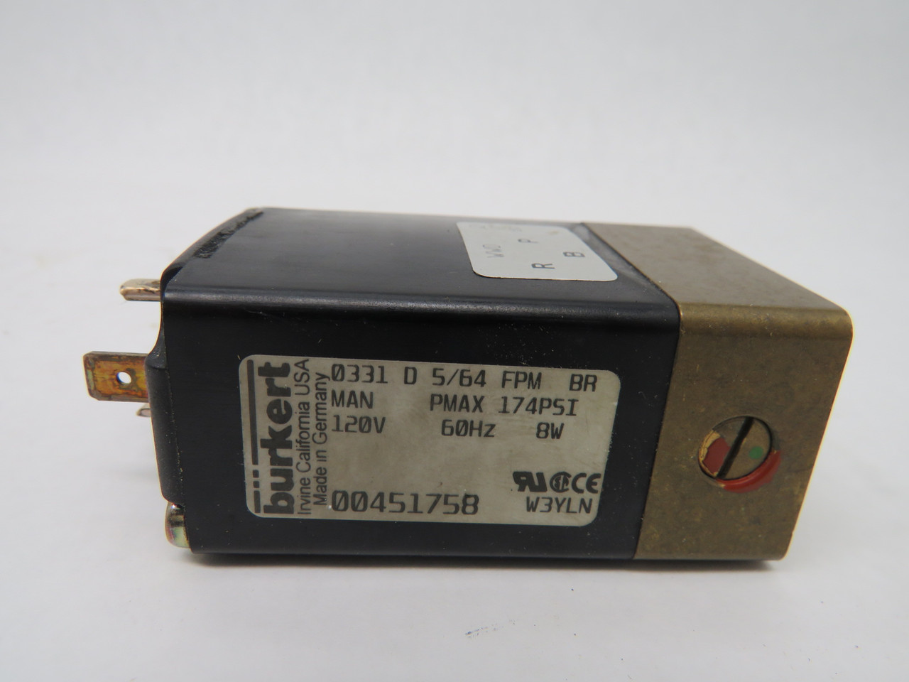 BURKERT 0331 Solenoid Valve & Sub Base Connection 120V NOP