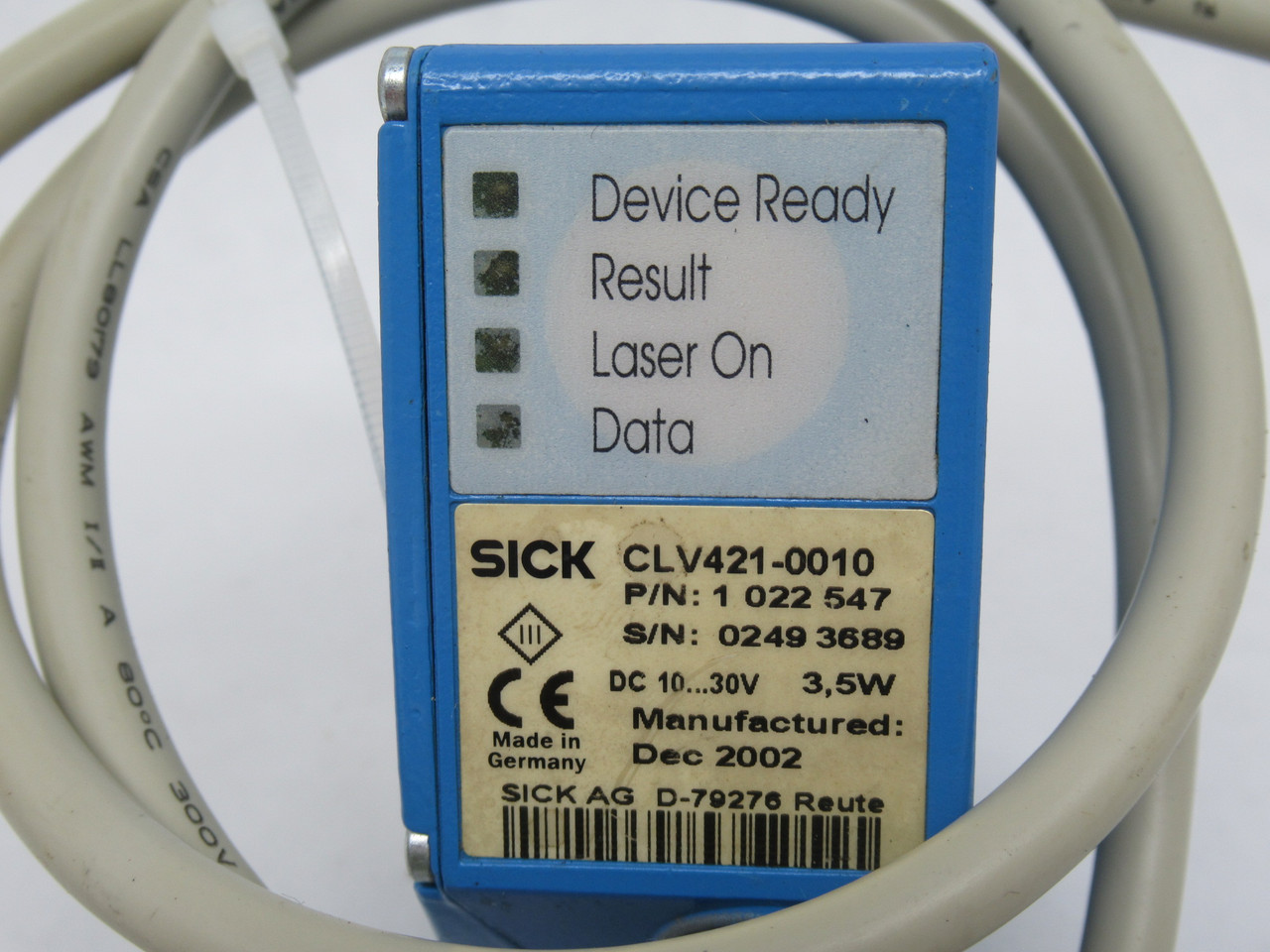 SICK CLV421-0010 Barcode Scanner 10-30VDC 3.5W SHELF WEAR USED