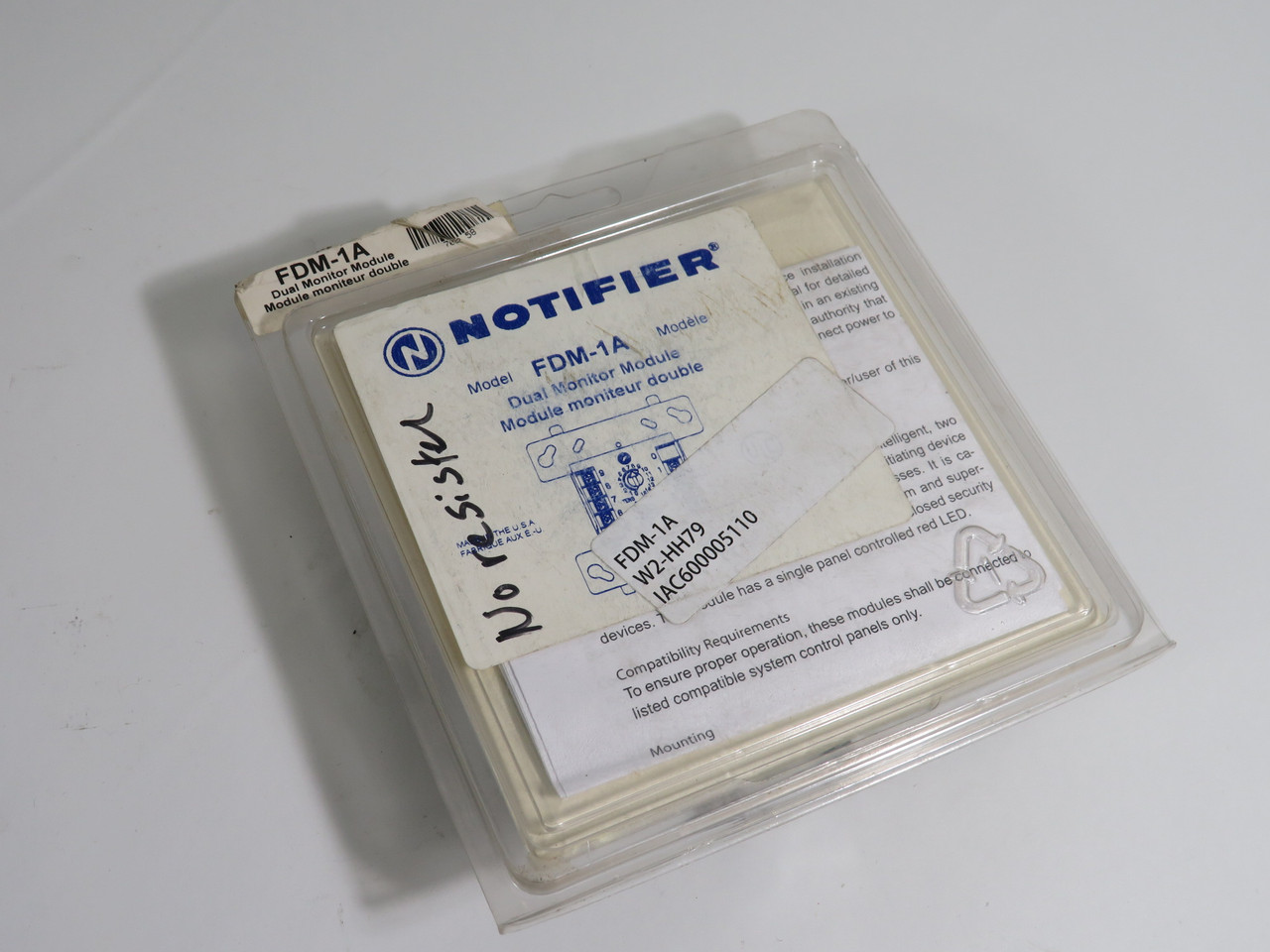 Notifier FDM-1A Dual Monitor Module *Missing Resistor* NEW