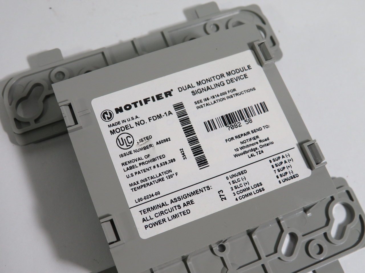 Notifier FDM-1A Dual Monitor Module *Missing Resistor* NEW