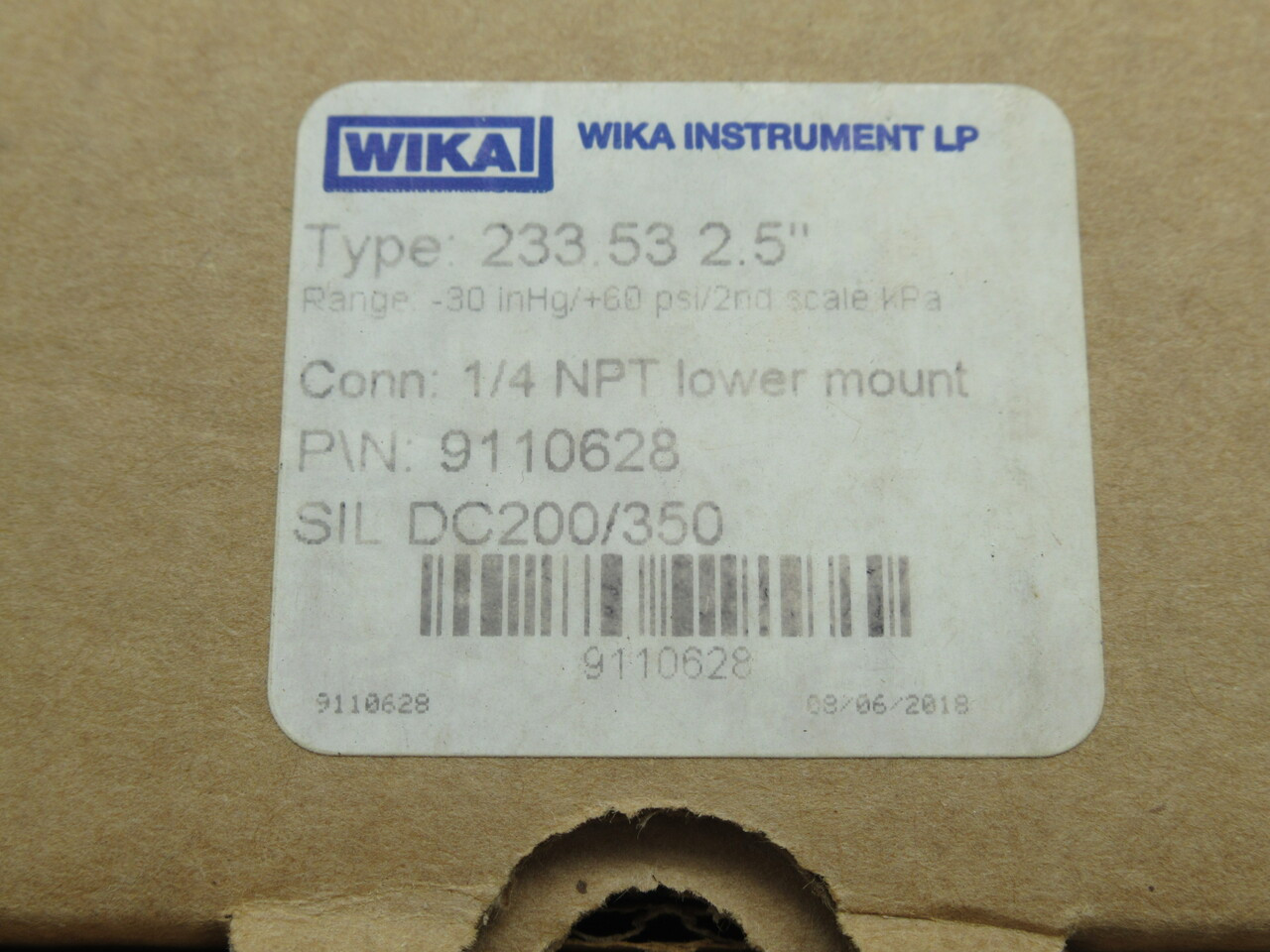 WIKA 9110628 233.53 Liquid-Filled Gauge -30 inHg to 60 psi 2.5" D 1/4" NPT NEW