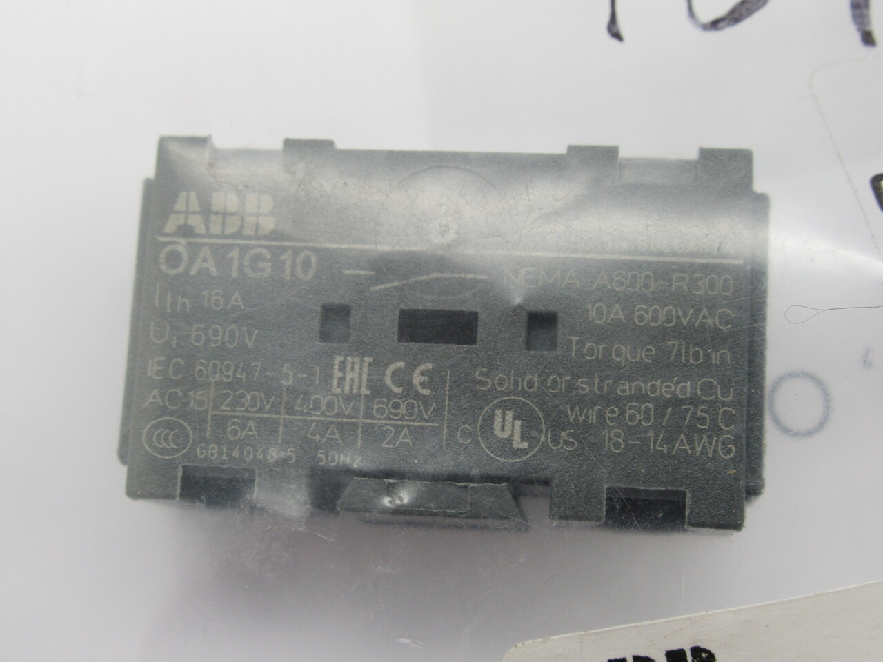 ABB OA1G10 Auxiliary Contact for Disconnect Switch 690V 16A 1NO NWB