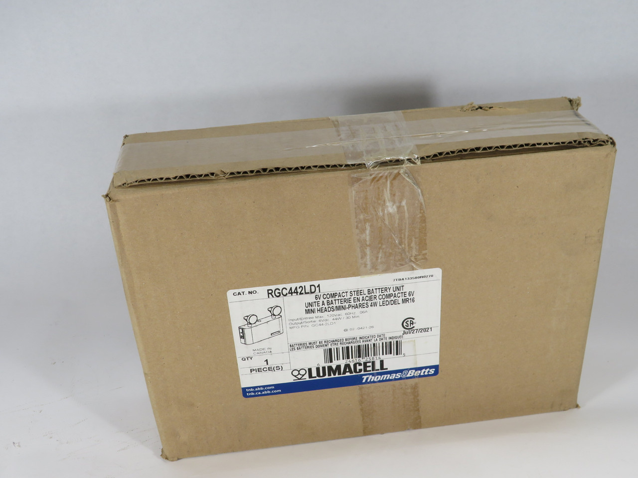 Thomas & Betts RGC442LD1 Compact Steel Battery Emergency Light SHELF WEAR NEW