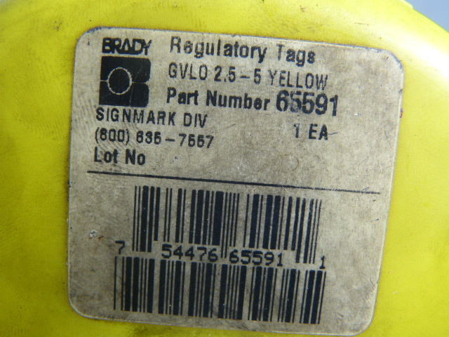 Brady 65591 Gate Valve Lockout 2.5-5 Yellow SHELF WEAR USED
