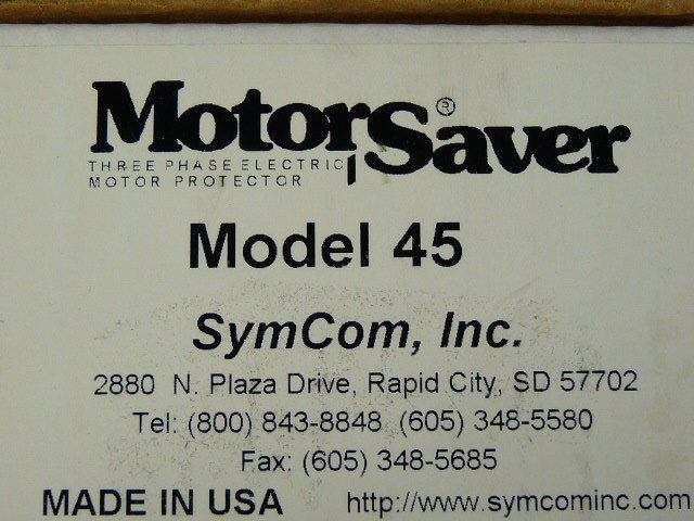 SymCom Model 45 Motor Saver Single Phase Plug-In Voltage Monitor 120VAC 60Hz NEW