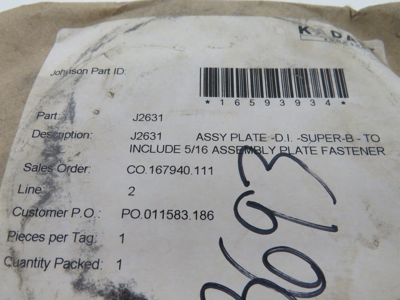 Kadant J2631 Assembly Plate Fastener for Pipe 5/16 SEALED/DAMAGE NWB