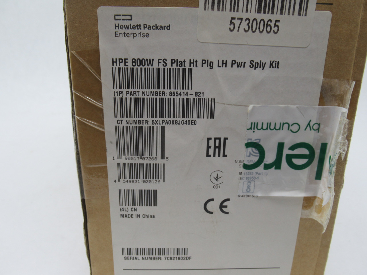 Hewlett Packard Enterprise 865414-B21 Power Supply 800W 12VDC 66.7A BOX DMG NEW