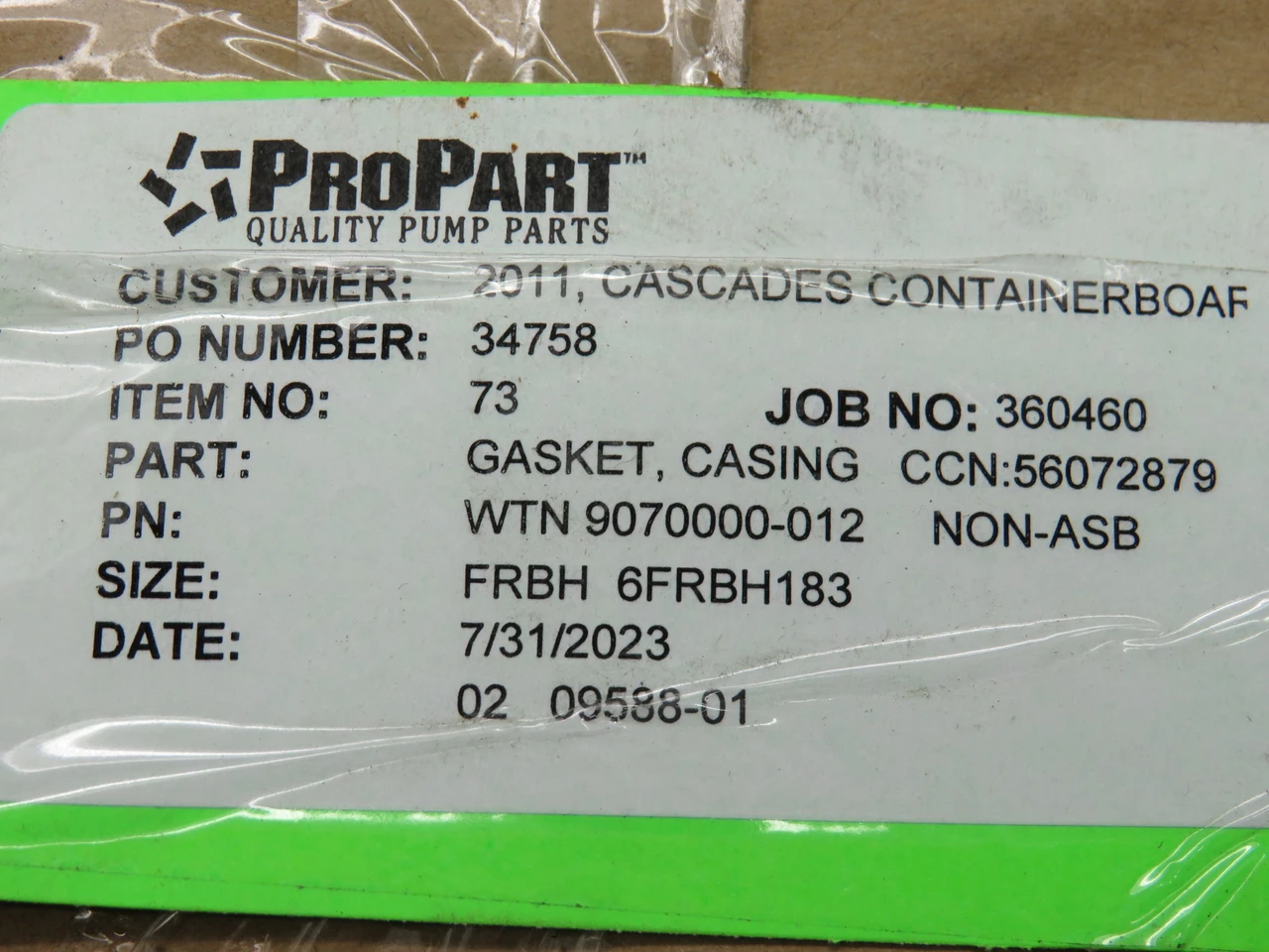 Worthington 9070000-012 Casing Gasket for FRBH-6FRBH183 Centrifugal Pump NOP