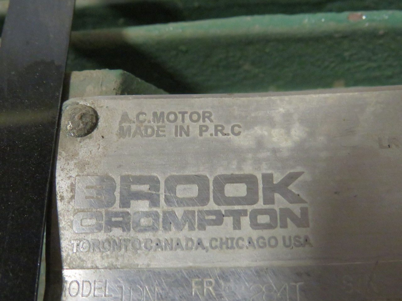 Brook Crompton 15HP 1180rpm 575V 284T TEFC 3Ph 15.5FLA 60Hz BENT COVER USED