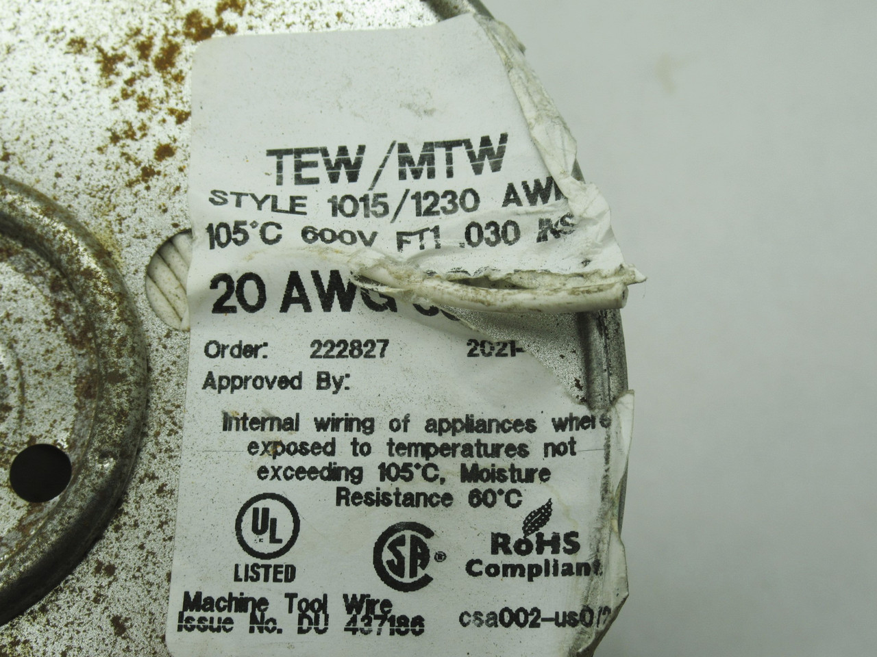 Generic TEW/MTW Hook-Up Wire 20AWG 600V 1015/1230 AWM White LENGTH REMOVED NOP