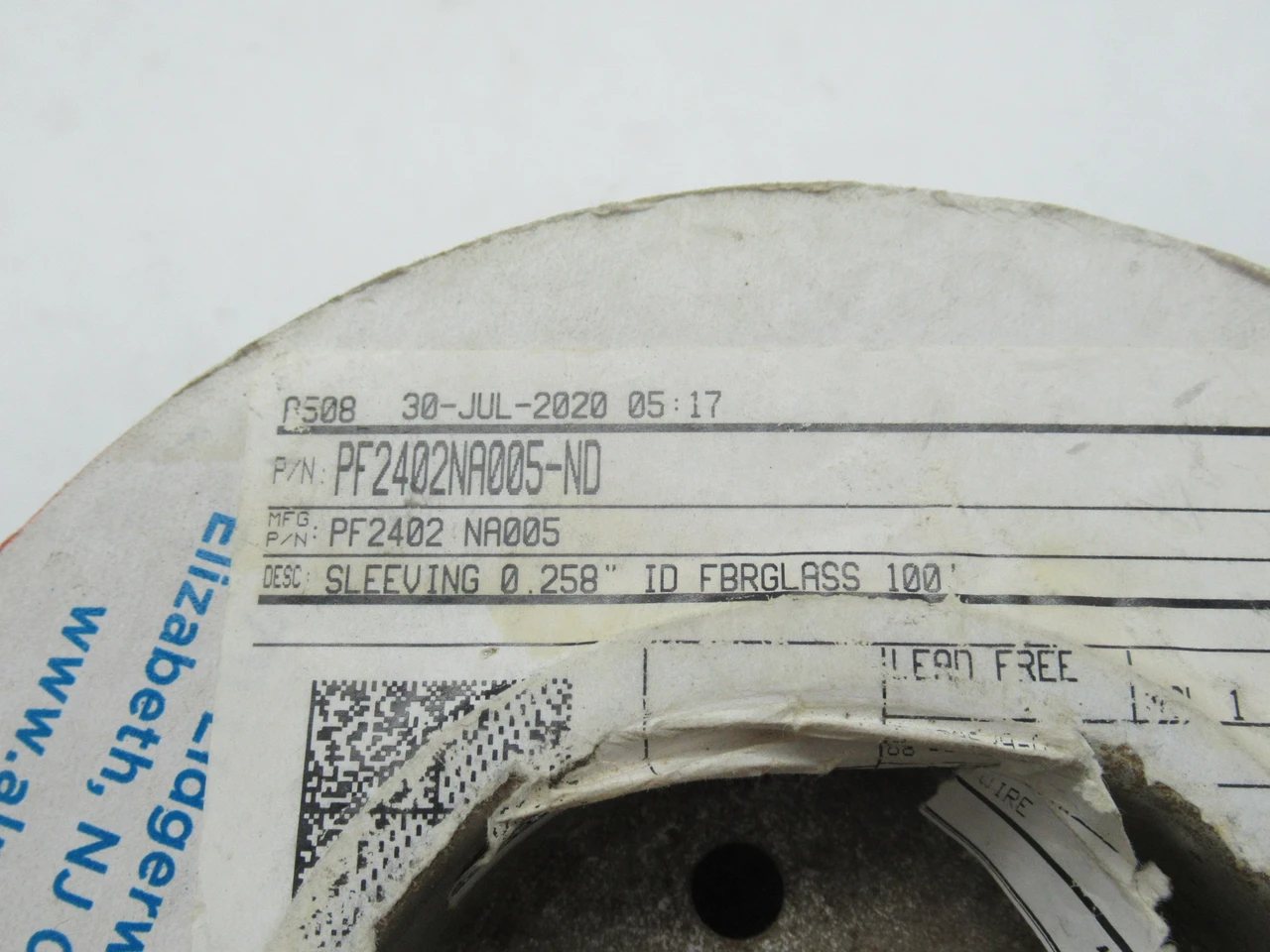 Alpha Wire PF2402NA005 Fiberglass Sleeving 0.258" ID LENGTH REMOVED NOP