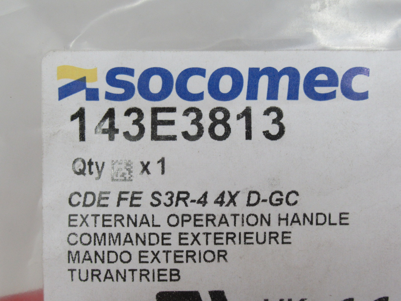Socomec 143E3813 Rotary Pistol Disconnect Handle 0-1 S3 Red/Yellow HOLEY BAG NWB