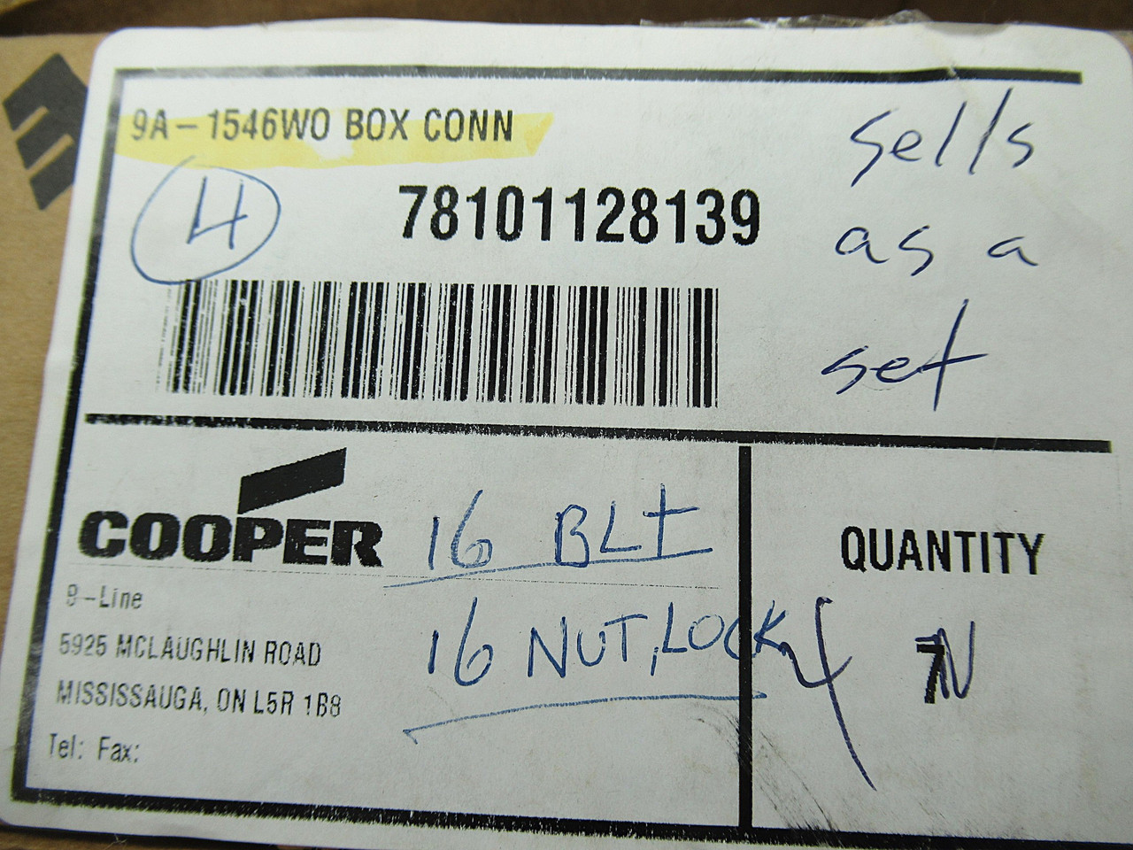 Cooper B-Line 9A-1546 Box Connector 6" Lot of 4 BOX DAMAGE NEW