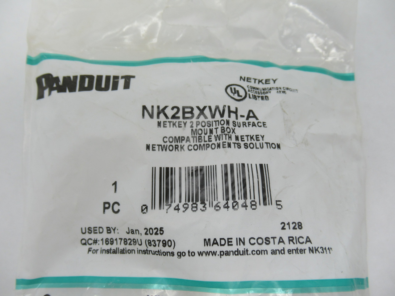 Panduit NK2BXWH-A NetKey Surface Mount Box 2-Port White Lot of 6 HOLEY BAG NWB