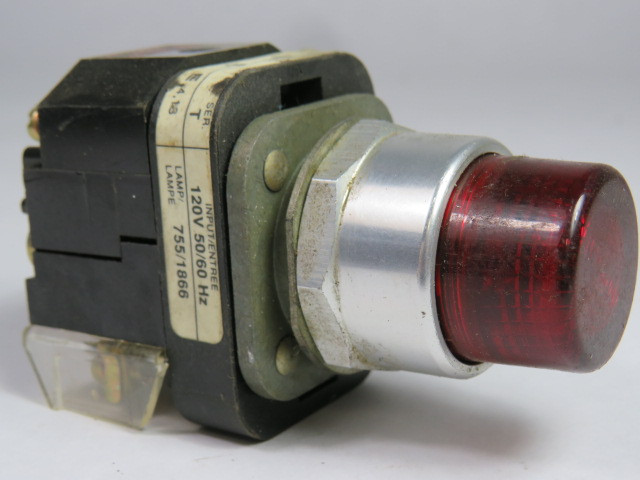 Allen-Bradley 800T-PT16R Series T Push-to-Test Pilot Light Red 1NO 1NC USED