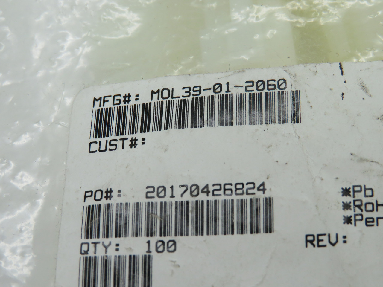 Molex 39-01-2060 Mini Fit Jr. Housing Natural 6 Circuit 94V-2 Lot of 117 NWB