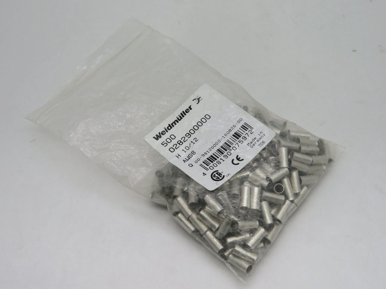Weidmuller 0282900000 H10/12 Wire-End Ferrule Standard 12mm 12mm Lot of 212 NWB