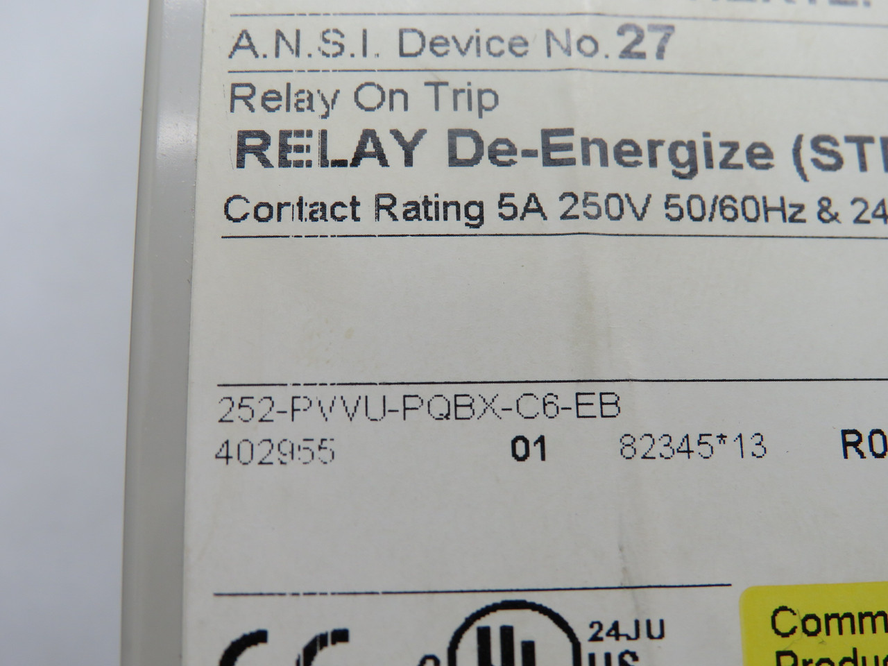 Crompton 252-PVVU-PQBX-C6-EB Protector Trip Relay 120V 60Hz 3Ph 4W USED