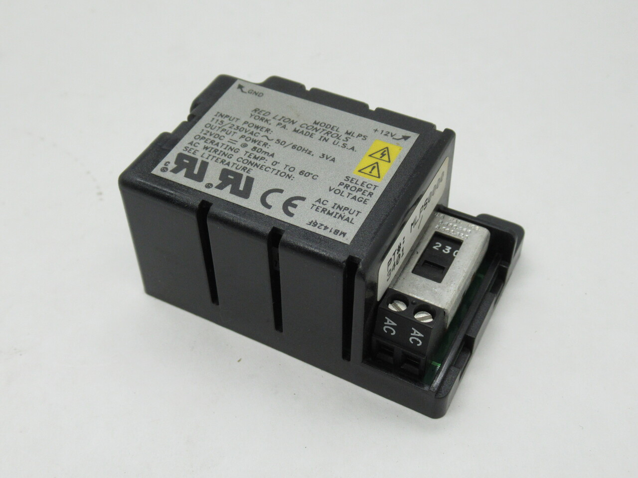 Red Lion MLPS0000 Power Supply 12VDC 80mA Output 115/230VAC 50/60Hz Input NOP