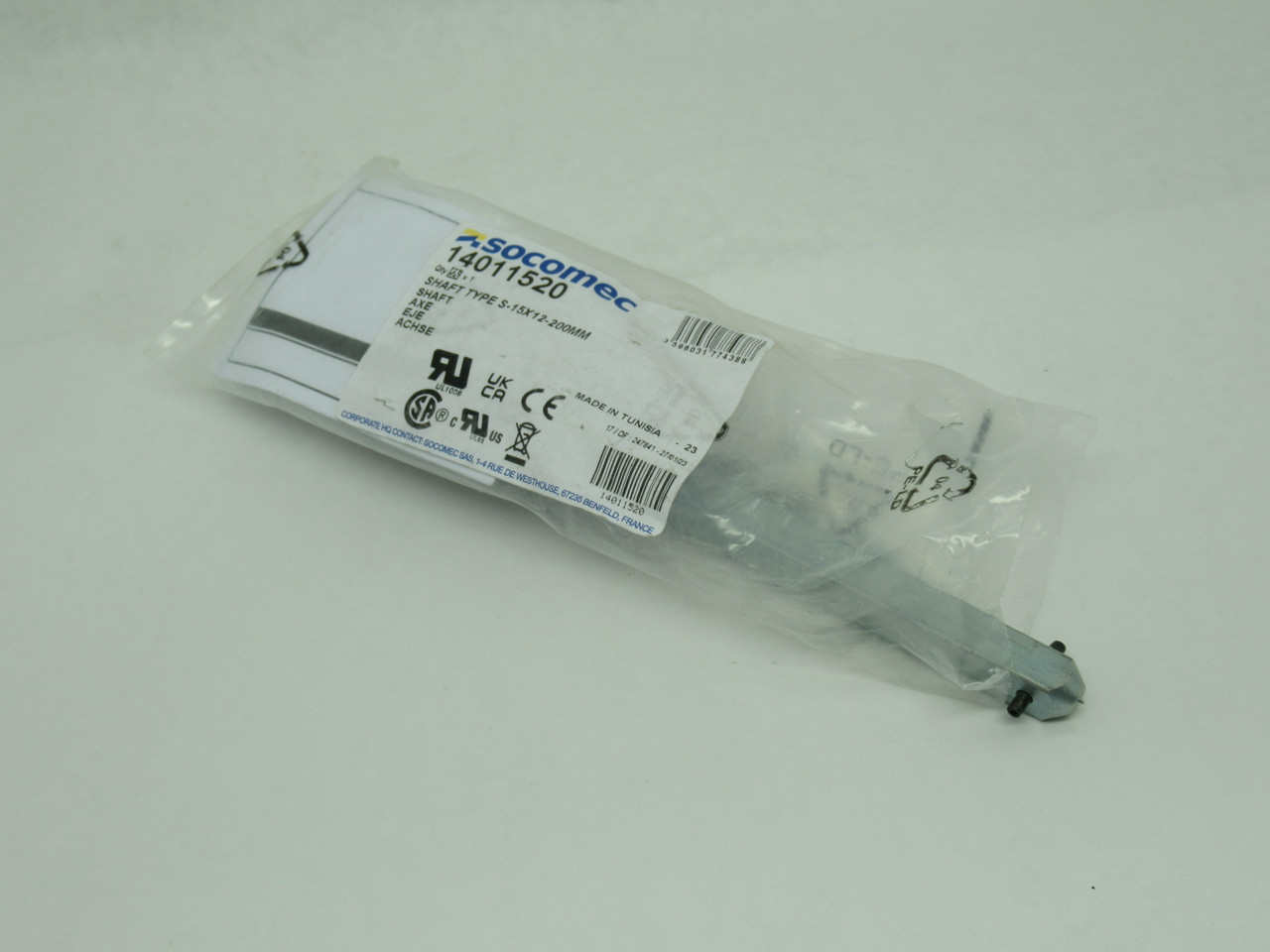 Socomec 14011520 Type S Disconnect Shaft 200mm L 15x12 OPEN/HOLEY BAG NWB