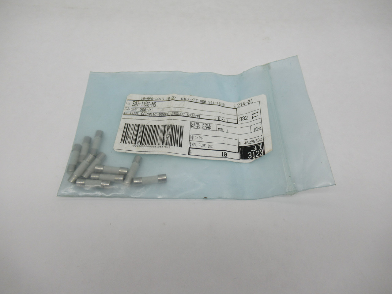 Bel Fuse 5HF 500-R Quick-Acting Ceramic Fuse 500mA 250V 10-Pack SHELF WEAR NOP