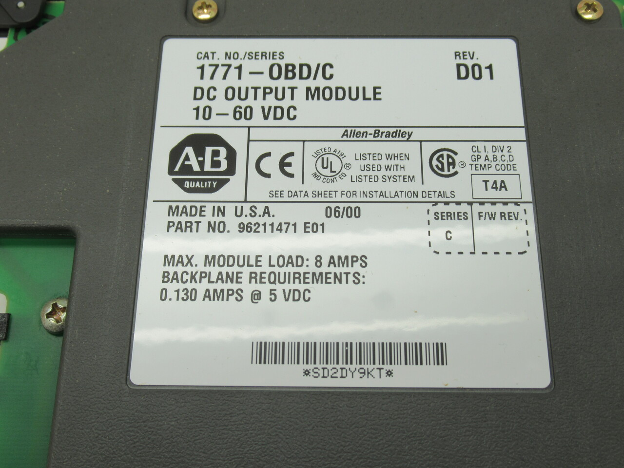Allen-Bradley 1771-OBD Series C DC Output Module 10-60VDC NEW