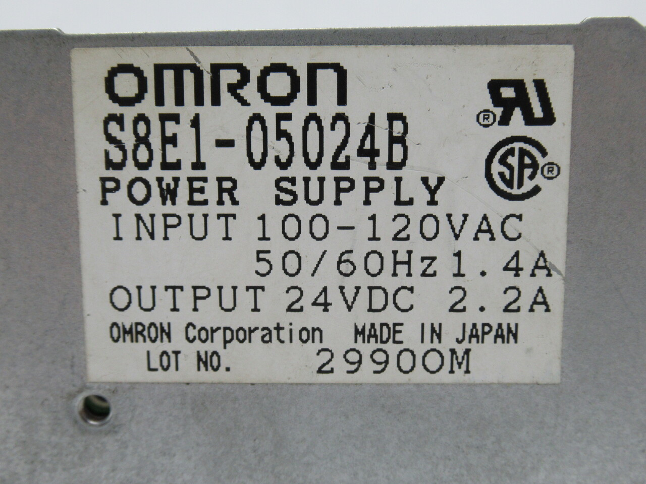 Omron S8E1-05024B Power Supply 24VDC 2.2A Output 100-120VAC 1.4A Input USED