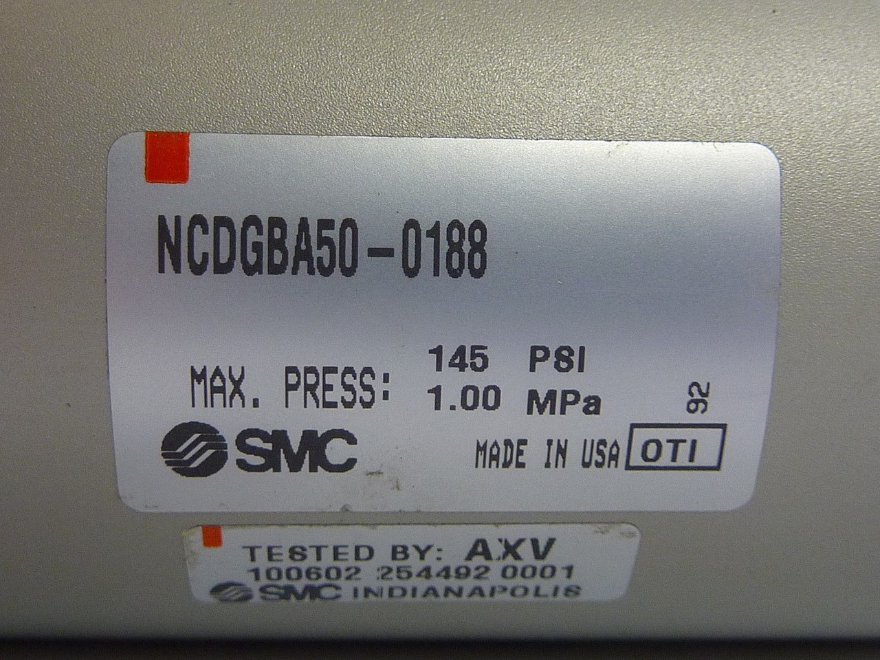 SMC NCDGBA50-0188 Air Cylinder 2" Bore 1.88" Stroke 145psi SHELF WEAR NOP