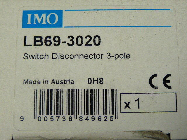 IMO LB69-3020 Dorr Interlock Isolator 20A 415V 3P BOX DAMAGE NEW