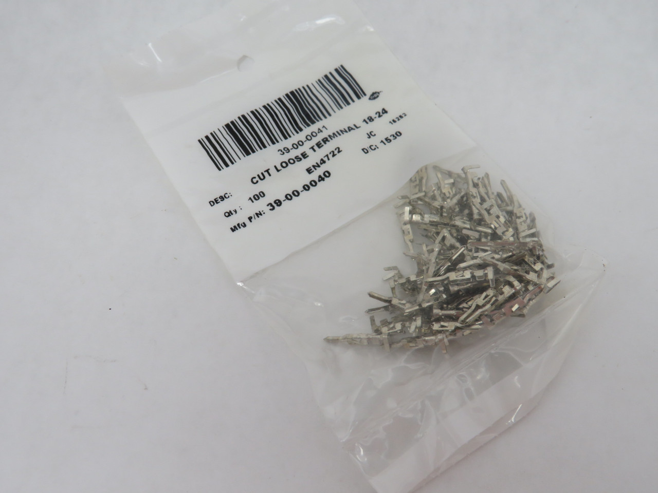 Molex 39000040 Mini-Fit Male Crimp Terminal 22+22 24-18 AWG 100-Pack NWB