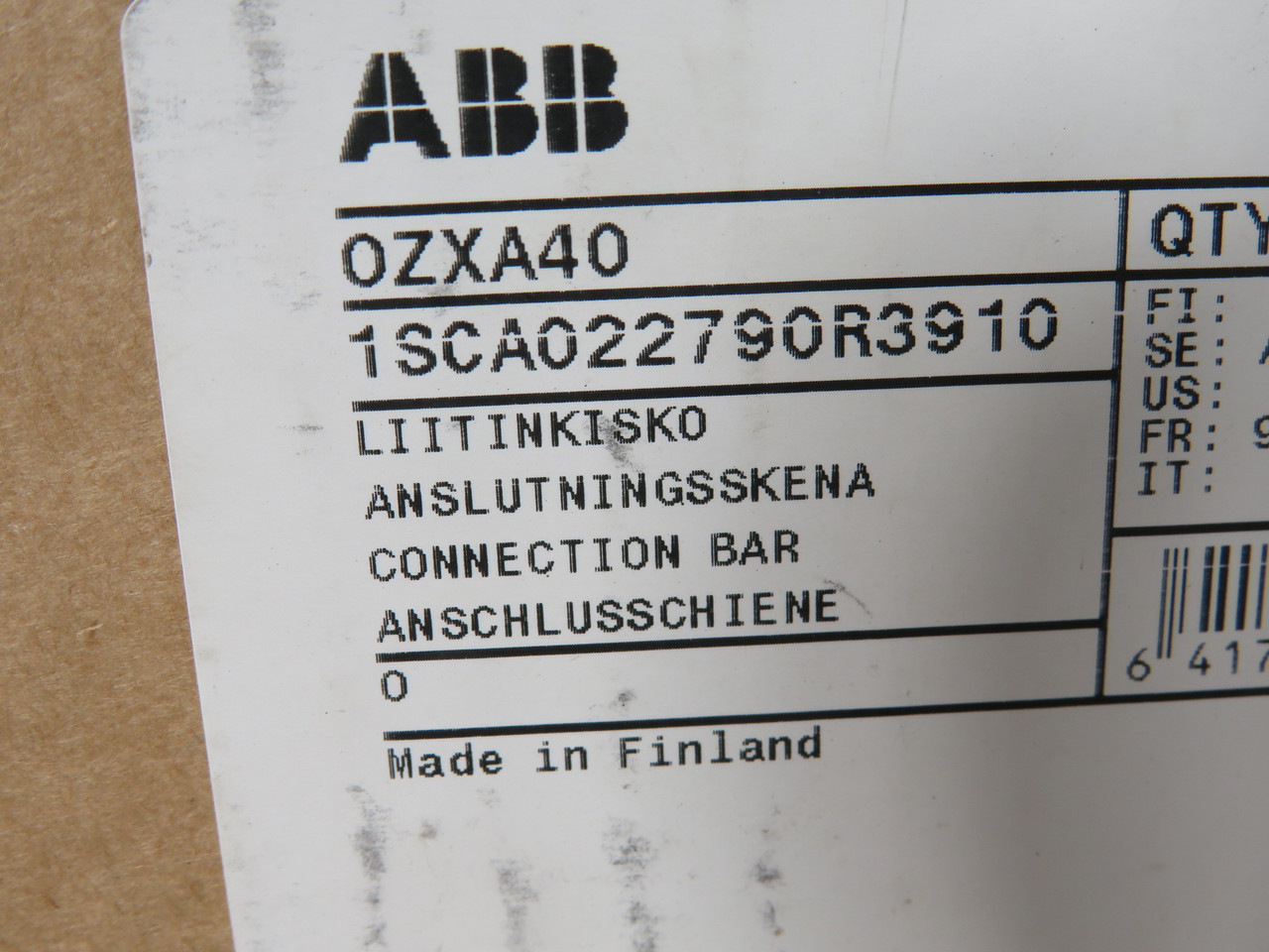 ABB OZXA40 1SCA022790R3910 Connection Bar for Change-Over Switch 125A 400V NEW