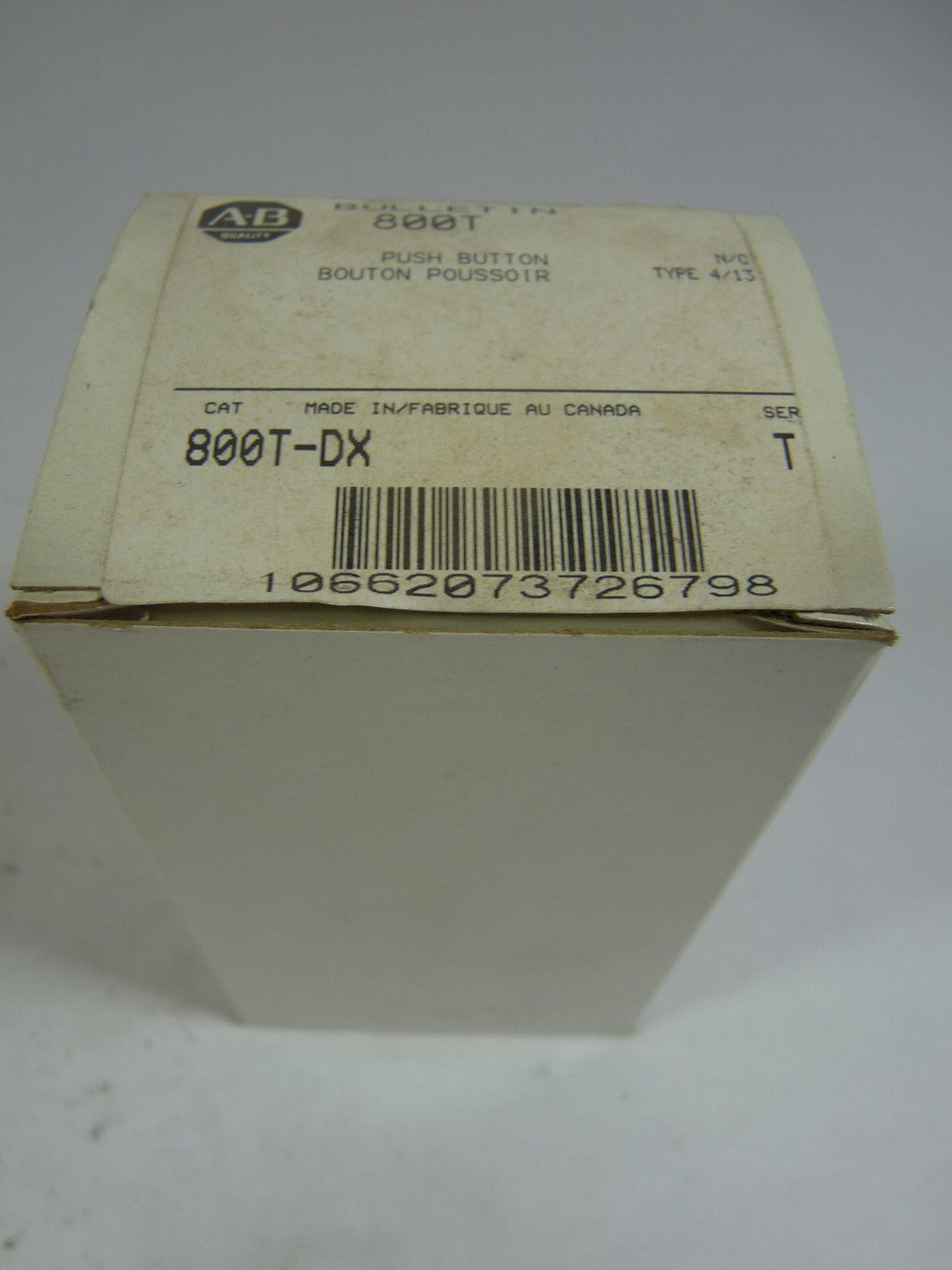 Allen-Bradley 800T-DX Series T Mushroom Head Push Button No Cap No Contacts NEW