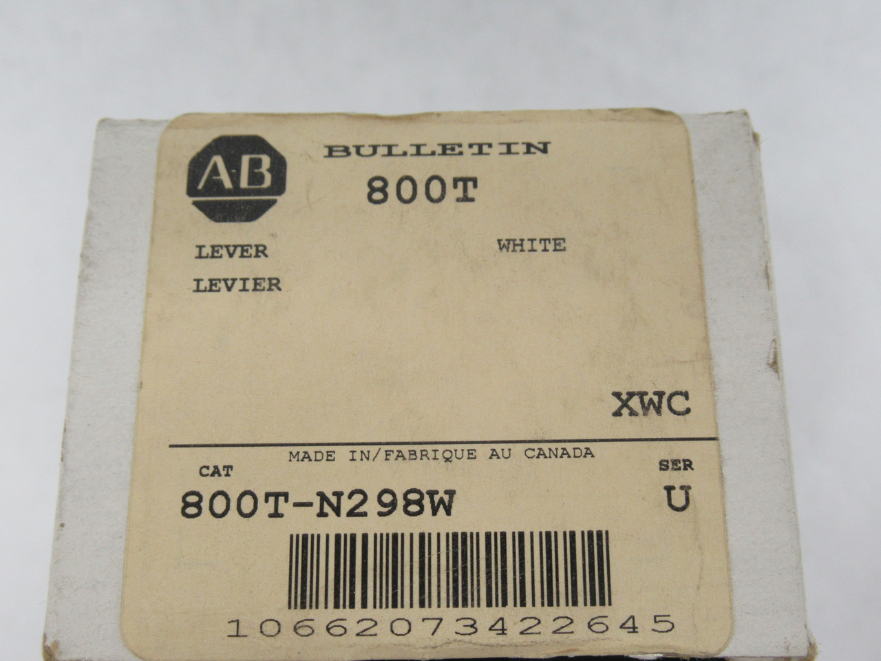 Allen-Bradley 800T-N298W Ser U White Selector Switch Knob Lever BOX DAMAGE NEW