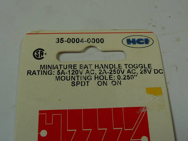HCI 35-0004-0000 Mini Bat Toggle Switch 5A 120VAC 2A 250VAC 28VDC SPDT ON ON NEW