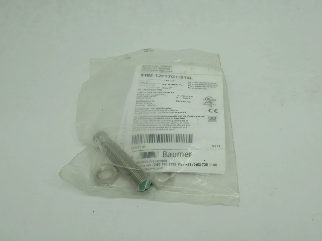 Baumer IFRM-12P17G1/S14L Proximity Switch 12-30VDC 200mA 6mm PNP NO OPEN BAG NWB