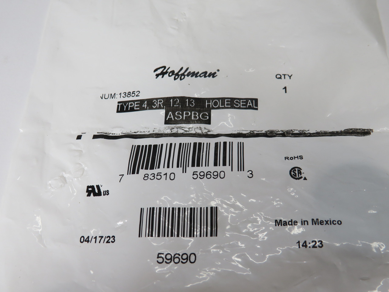 Hoffman 59690 Grey Mild Steel Enclosure Hol-Sealer 1.22" HOLEY BAG NWB