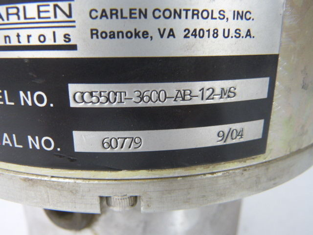 Carlen Controls CC550T-3600-AB-12-MS Shaft-Mounted Pulse Tachometer USED