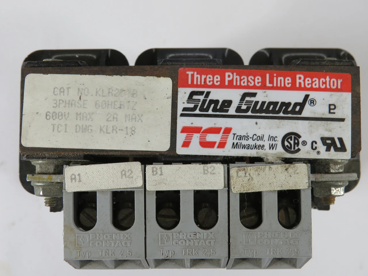 TCI KLR20TB Line Reactor 600V 3 Phase 60Hz 2A USED