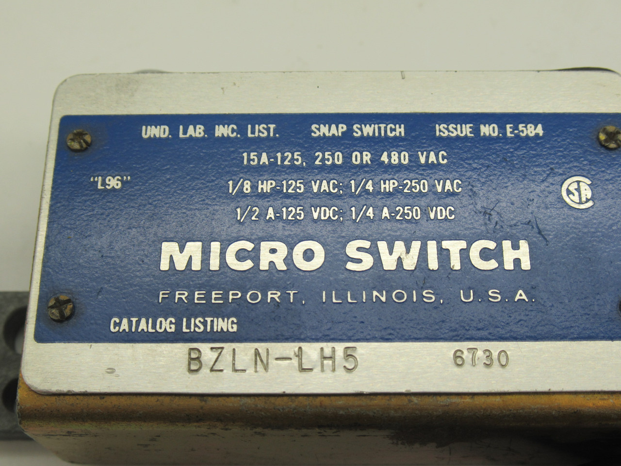 Microswitch BZLN-LH5 Straight Plunger Actuated Limit Switch 15A SHELF WEAR NOP
