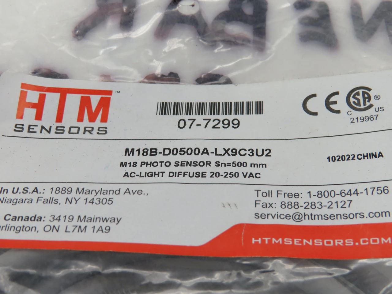 HTM M18B-D0500A-LX9C3U2 Photoelectric Switch 20-250VAC 300mA 500mm NWB