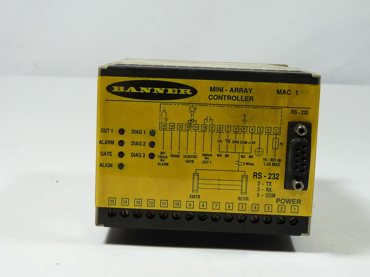 Banner MAC-1 Mini Array Scanner Controller 1.2A 16-30V RS-232 Output USED